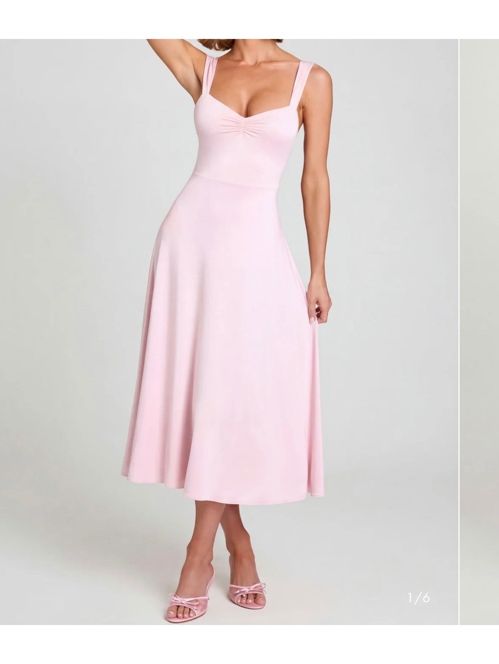 Oh Polly “Thandie” Blush Pink Sweetheart Ruched Midaxi Dress NWT XS